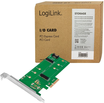 Адаптер LogiLink Dual M.2 PCIe - SATA/PCIe SATA SSD Green (4052792050103)