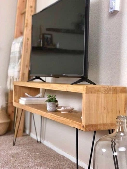 Дизайнерская тумба для телевизора в стиле Loft 200х30х60h Черный/Дерево ATL1415