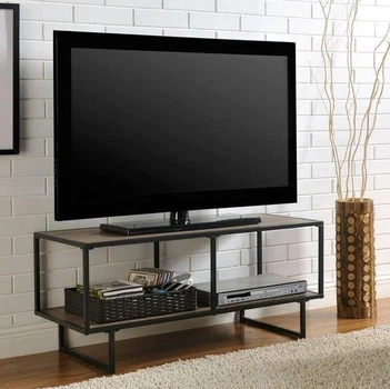 Дизайнерская тумба для телевизора в стиле Loft 120х40х50h Черный/Дерево ATL498