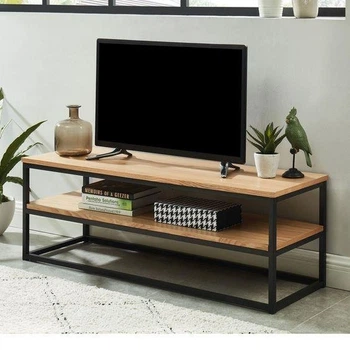 Дизайнерская тумба для телевизора в стиле Loft 120х40х50h Черный/Дерево ATL504