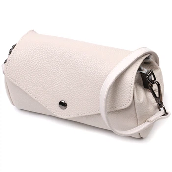Кожаная женская сумка с треугольным клапаном VINTAGE Leather Bag 22255 Белая