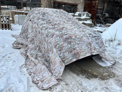 Маскировочная сетка 8х12м для автомобиля, пикапа, внедорожника и техники "Зимняя степь"