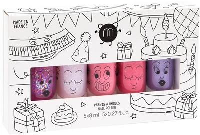 Набір лаків для нігтів Nailmatic Kids Party Nail Polish sheepy 8 мл + polly 8 мл + cookie 8 мл + kitty 8 мл + piglou 8 мл (3760229891984)