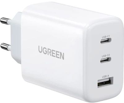 Зарядний пристрій Ugreen 65W (2xType-C+USB QC3.0) Fast Charger