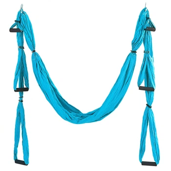 Гамак для йоги с ручками Zelart Antigravity Yoga 5323 Light Blue