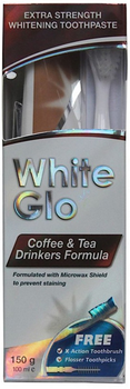 Zestaw White Glo Coffee & Tea Drinkers Formula pasta do zębów wybielająca dla osób regularnie pijących kawę i herbatę 100 ml + szczoteczka (9319871000639)