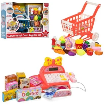 Ігровий набір Магазин Toysclub на батарейках каса візок продукти Рожевий