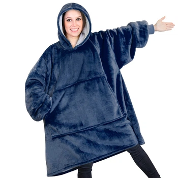 Плед з Рукавами Теплий Huggle Hoodie 3 в 1 One Size (Синій)