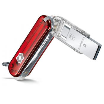 Нож Victorinox VictorinoxWor 58 мм Прозорий червоний USB 3.0/3.1 32 Gb (4.6235.TG32B1)