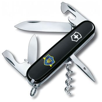 Ніж Victorinox Spartan Ukraine 91 мм Чорний Тризуб на щиті зі стрічкою (1.3603.3_T1070u)