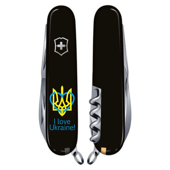 Нож Victorinox Spartan Ukraine 91 мм Чорний Тризуб із серцем + I love Ukraine (1.3603.3_T1310u)