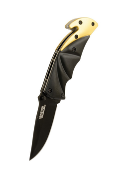 Нож складной MASTERTOOL "BULAT" 150х29х17 мм черное нержавеющее лезвие алюминиевая рукоятка стропорез MASN-2472