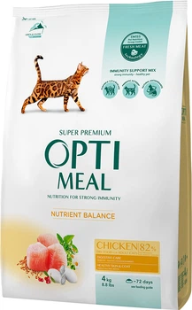 Полнорационный сухой корм Optimeal для взрослых кошек - курица 4 кг (4820083905575)(B1841201)