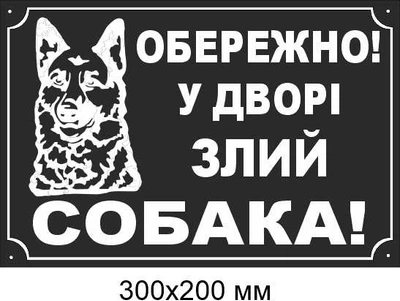 Табличка Обережно собака 300х200мм д-9030