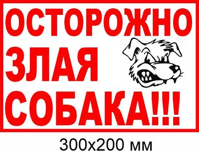 Табличка злий пес купити 300х200 мм д-8897