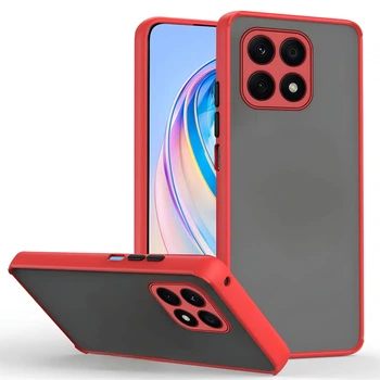 Противоударный матовый чехол для Honor X8a красный с защитой камеры