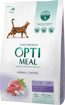 Сухий корм для дорослих кішок Optimeal зі смаком качки 4 кг (4820083905599)(B1840701)
