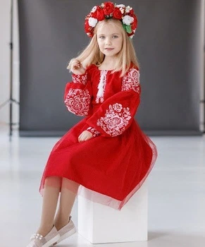 Сукня вишиванка дитяча святкова червона пишна Pyshna 110