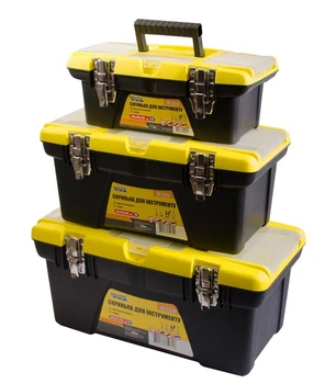 Ящики для инструмента MasterTool GM комплект 3шт.13"+16"+19", съемные органайзеры, мет. замки (79-2313/2316/2319) (Арт.: 79-2004)