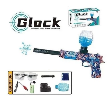 Пістолет Glock TK Group з водяними кулями орбізи автоматичний тип дії глушник від акумулятора окуляри Blue (324332215)(01-2/003)