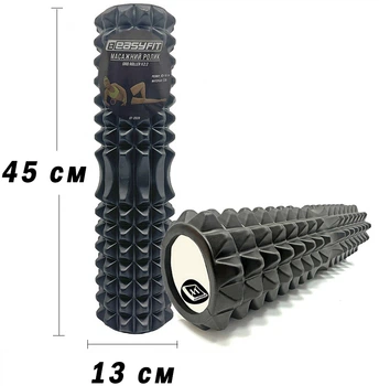 Массажный ролик-валик для МФР и йоги EasyFit Grid Roller 45 см v.2.2 роллер-массажер для спины, ног, рук и шеи EF-2028-BK Черный (56001822)