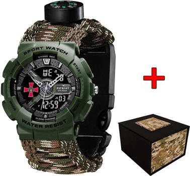 Мужские часы Patriot 005AGSU ЗСУ Паракордовый ремешок Camo Green + Коробка