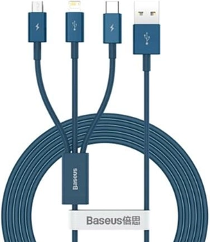 Кабель Baseus Superior Series Fast Charging Data Cable USB to M+L+C 3.5 А 1.5 м Blue (CAMLTYS-03)