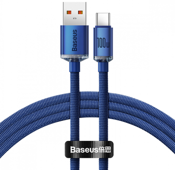 Кабель Baseus Crystal Shine Series Fast Charging Data Cable USB to Type-C 100 Вт 1.2 м Blue (CAJY000403)