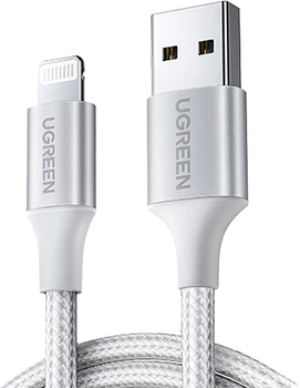 Кабель Ugreen US199 USB 2.0 to Lightning 2.4 А 2 м в обплетенні Silver (6957303861637)