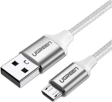 Кабель Ugreen US290 USB 2.0 to Micro Cable Nickel Plating Aluminum Braid 2 А 1 м White (6957303861514)