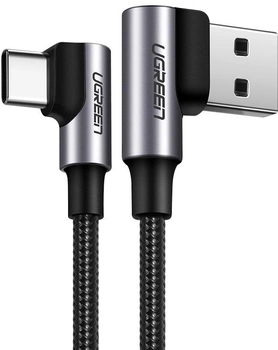 Kabel Ugreen US176 Angled USB 2.0 to Angled USB Type-C Cable Nickel Plating Aluminum Shell 3 A 2 m Black (6957303828579)