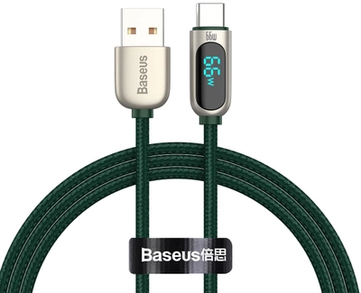 Kabel Baseus Display Fast Charging Data Cable USB to Type-C 66 W 2 m Green (CASX020106)