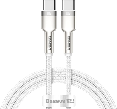 Кабель Baseus Cafule Series Metal Data Cable Type-C to Type-C 100 Вт 1 м White (CATJK-C02)