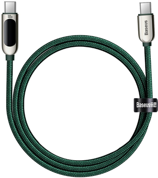 Kabel Baseus Display Fast Charging Data Cable Type-C to Type-C 100 W 2 m Green (CATSK-C06)