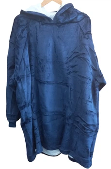 Толстовка плед худі з рукавами капюшоном двостороння One Size плюшева синя Huggle Hoodie