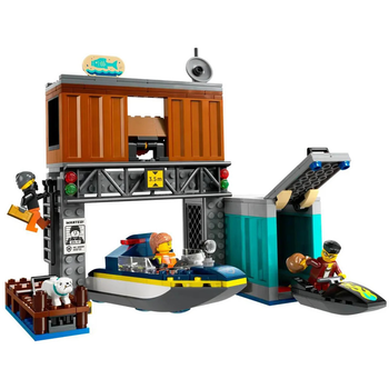 Конструктор LEGO City Поліцейський катер і схованка шахраїв 311 елементів (60417)