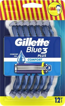 Одноразові станки для гоління Gillette Blue3 Comfort Plus пластик 12 шт.