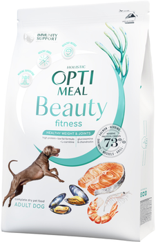 Беззерновой полнорационный сухой корм Optimeal Beauty Fitness для взрослых собак всех пород, здоровый вес и суставы, формула на основе морепродуктов 10 кг (4820215366922)