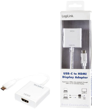 Адаптер LogiLink USB 3.1 Type-C - HDMI White (4052792043686)