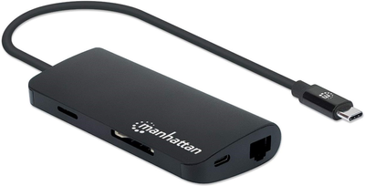 Adapter Manhattan USB Type-C Multiport HDMI/3x USB Type-A/USB Type-C PD/RJ45/microSD Black (766623152372)