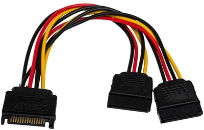 Kabel adapter Akyga SATA - 2 x SATA M/F 0.15 m Black (5901720132031)