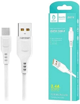 Kabel Denmen USB Type-A - micro-USB 1 m White (6973224870039)