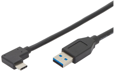 Kabel kątowy Digitus USB Type-C - USB Type-A M/M 1 m Black (4016032438281)