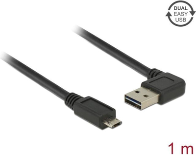 Kabel kątowy Delock USB Type-A - micro-USB M/M 1 m Black (4043619851652)