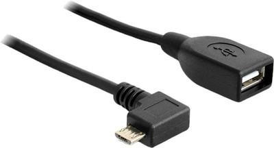 Kabel kątowy Delock micro-USB - USB Type-A M/F 0.5 m Black (4043619832712)