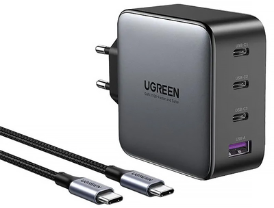 Зарядний пристрій Ugreen CD226 3 х USB Type-C + USB Type-A 100 Вт GaN Black-Gray (6957303895755)