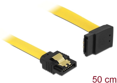Kabel kątowy Delock SATA III M/M 0.5 m Yellow (4043619828104)