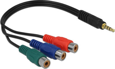 Kabel Delock mini Jack 4 pin - 3x RCA M/F 0.24 m Black (4043619624997)