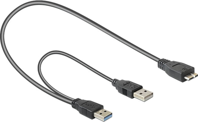 Kabel Delock 2 x USB Type-A - micro-USB M/M 0.6 m Black (4043619829095)
