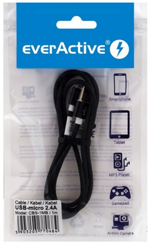 Кабель Everactive USB Type-A - micro-USB M/M 1.5 м Black (5903205771049)